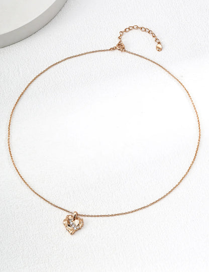 Cracked Heart Zircon Necklace